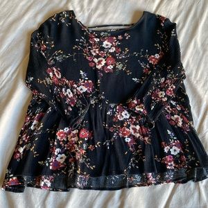 Miami Floral Peplum Blouse – Size M – 3/4 Sleeve